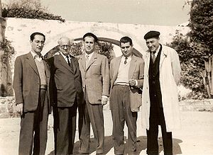 Joan Teixidor, Manuel Brunet, Josep Vergés, Nèstor Luján i Josep Pla, equip directiu de 'Destino'