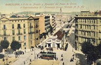Barcelona. Cruïlla Aragó-Passeig de Gràcia, amb el baixador i el canal del tren